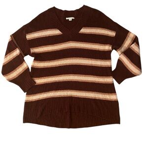 American Eagle V Neck Striped Sweater Women’s Size Small